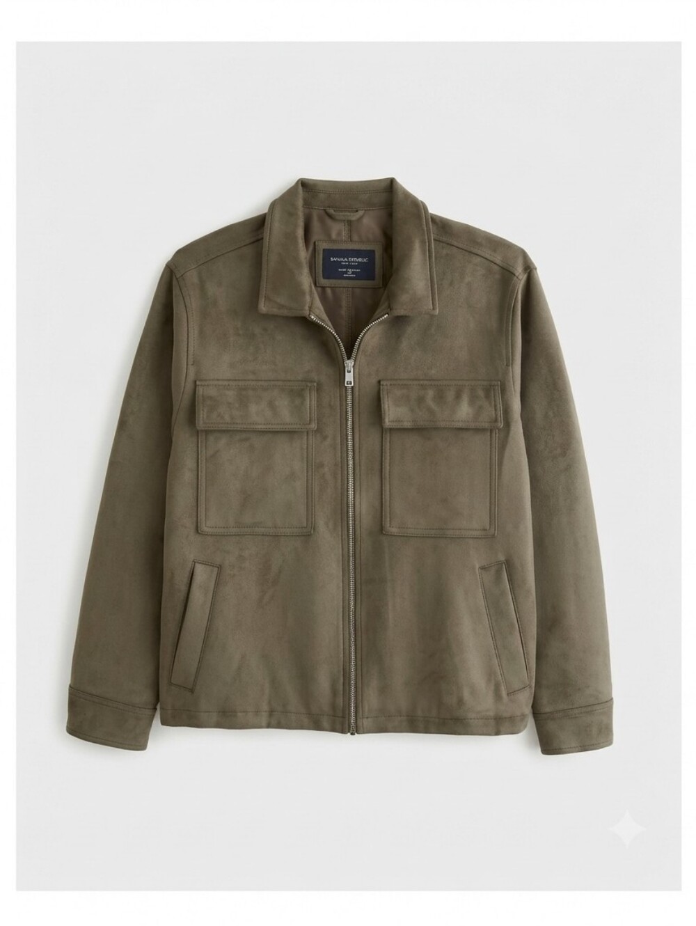 Men's ABERCROMBIE & FITCH MENS VEGAN SUEDE ZIP SHIRT JACKET XL Green